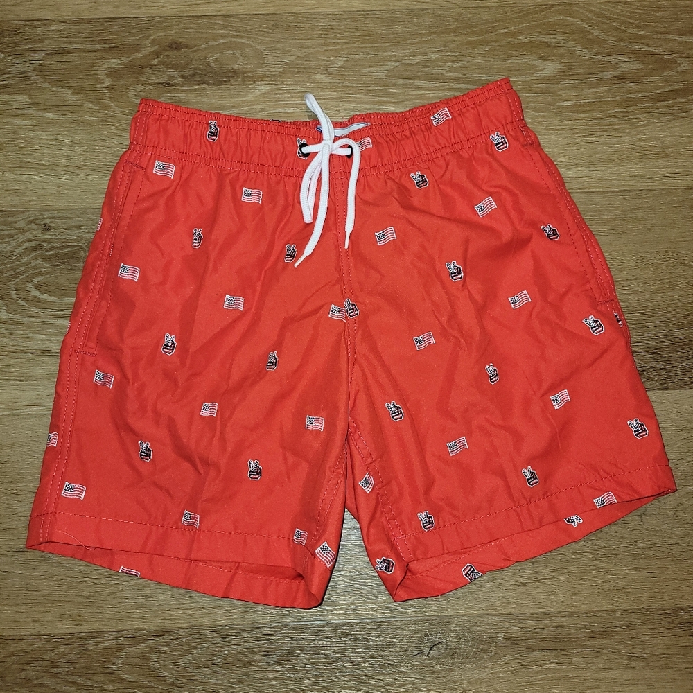 Trunks Surf & Swim Co. Men's Size Small Lined Swim Trunks USA Flag Peace New wit
